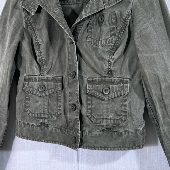 Gap Olive Green Cropped Utility Military Jacket Coat Blazer Size 8 - Picture 5 of 12